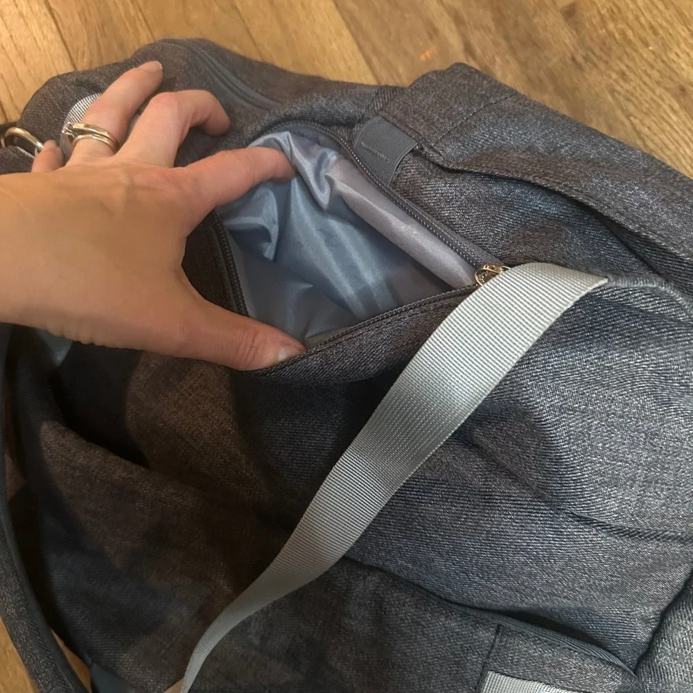 Ruvalino Charcoal‎ Gray Denim Diaper Backpack Bag Multiple Pockets Organizer